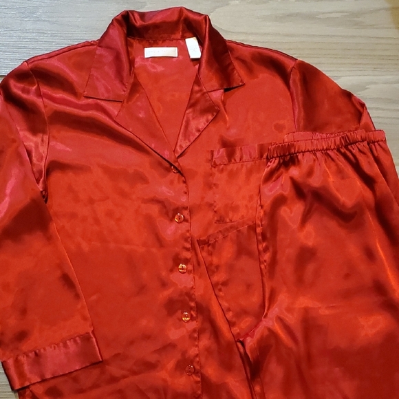 Lord & Taylor Other - Lord & Taylor Red Satin Pajama Top
